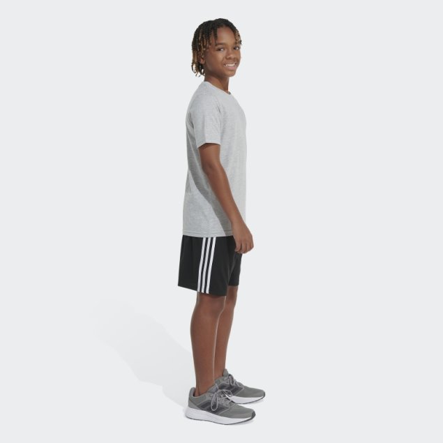 Adidas Camiseta Gris Jaspeada Con Logo Esencial Jaspeado