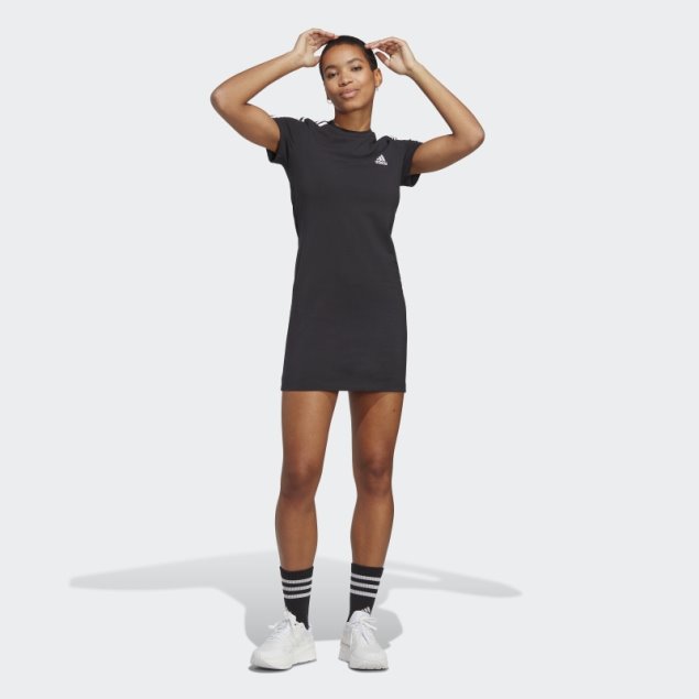 Adidas Essentials Camiseta De 3 Rayas Vestido Negro