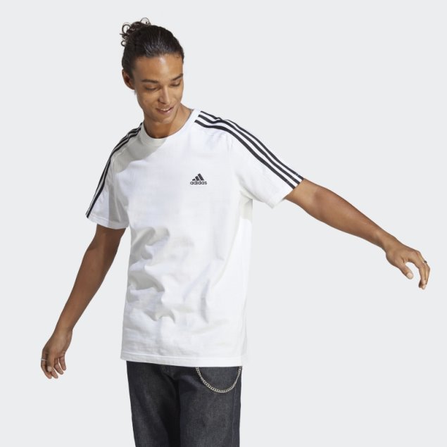 Camiseta Essentials Single Jersey 3 Rayas Blanco Adidas