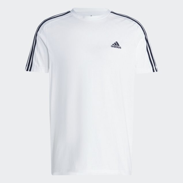 Camiseta Blanca Adidas Essentials Single Jersey 3 Rayas