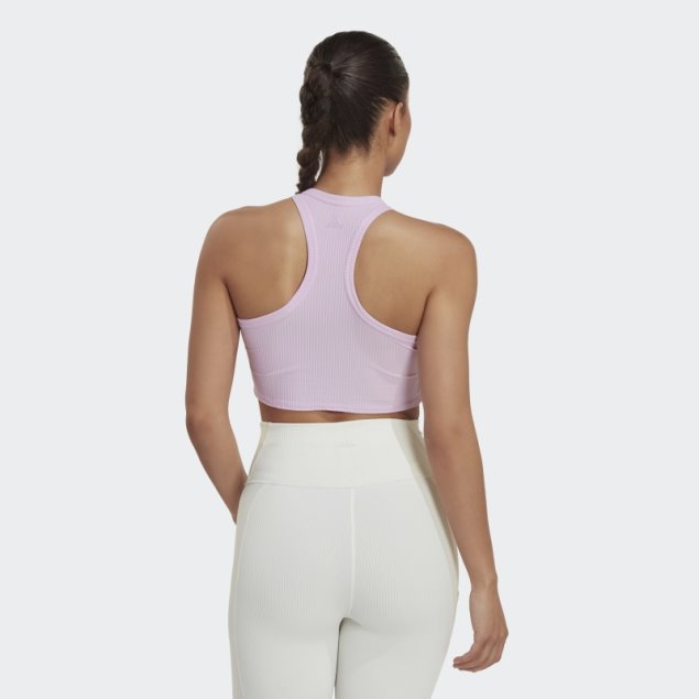 Camiseta Lila De Yoga Con Ribete Envuelto En El Estudio Adidas