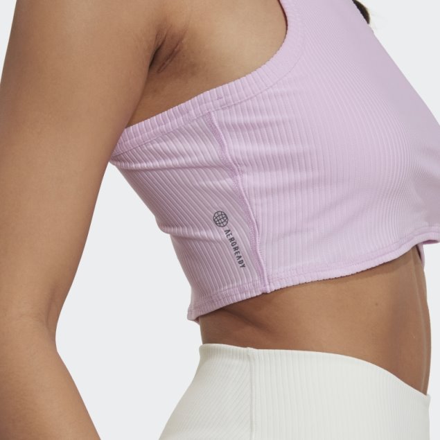 Camiseta Lila De Yoga Con Ribete Envuelto En El Estudio Adidas