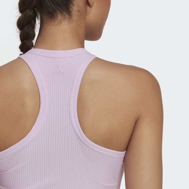 Camiseta Lila De Yoga Con Ribete Envuelto En El Estudio Adidas