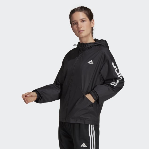 Chaqueta Cortavientos Con Logo Extragrande Adidas Adidas Negra