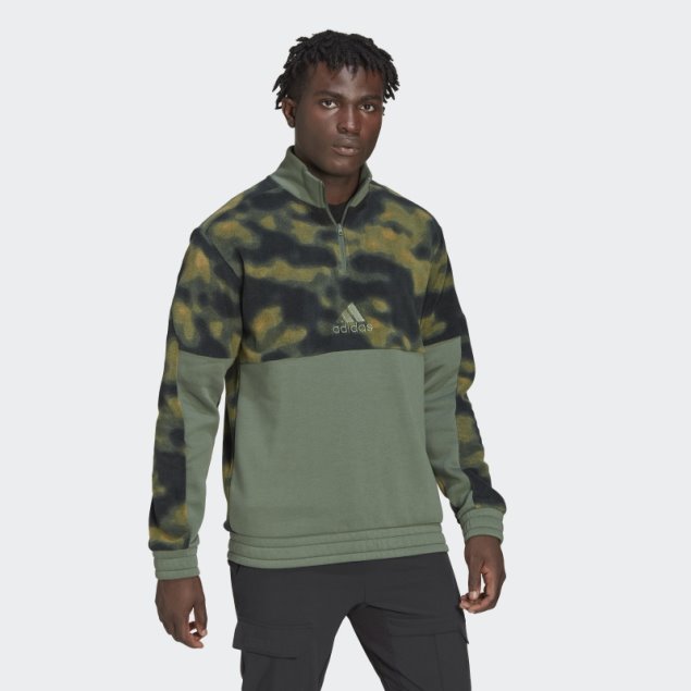 Chamarra Polar Con Estampado Natural Y Cremallera De 1/4 Orbit Green Adidas