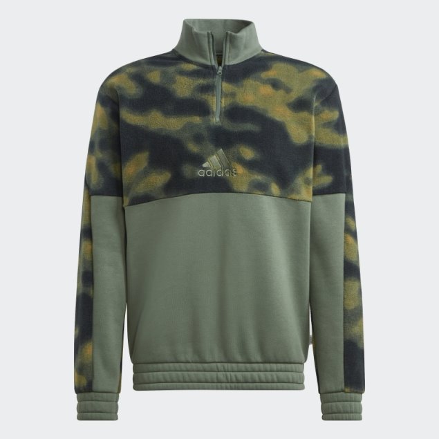 Chamarra Polar Con Estampado Natural Y Cremallera De 1/4 Orbit Green Adidas