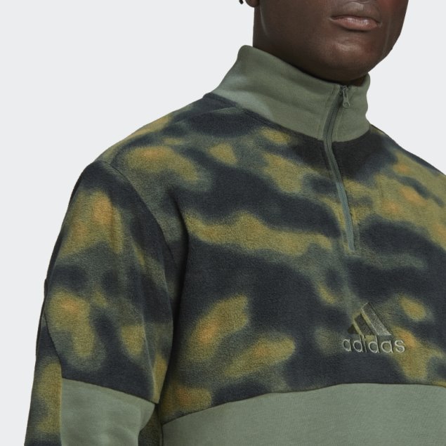Chamarra Polar Con Estampado Natural Y Cremallera De 1/4 Orbit Green Adidas