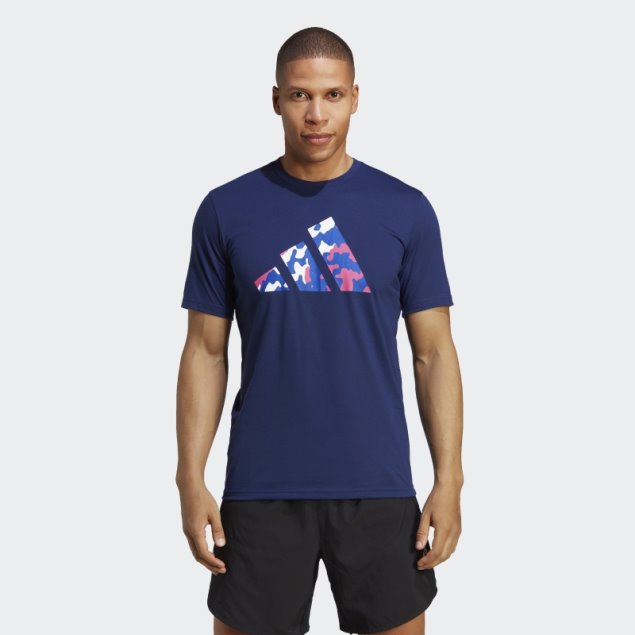 Camiseta De Entrenamiento Adidas Train Essentials Season Logo Azul Oscuro