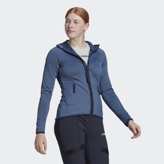 Adidas Terrex Tech Fleece Light Chaqueta De Senderismo Con Capucha Acero
