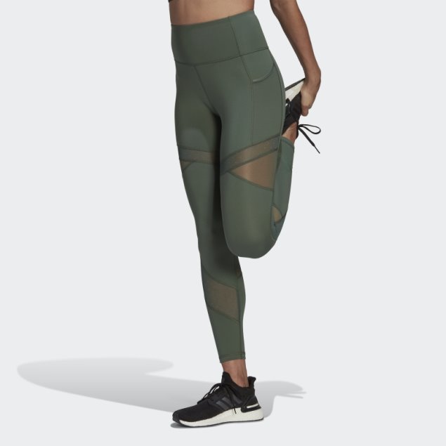 Leggings De Malla 7/8 De Cintura Alta Adidas Circuit Verde óxido Caliente