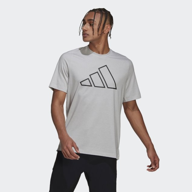 Camiseta De Entrenamiento Con 3 Barras De Iconos De Tren Adidas Gris