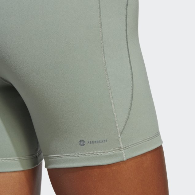 Adidas Yoga Studio Leggings Cortos Plateados Verdes De Cinco Pulgadas