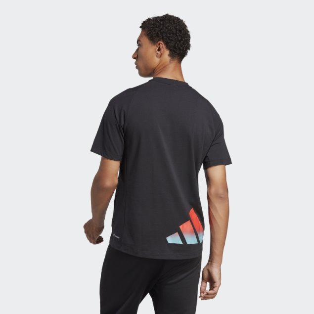 Camiseta Negra De Entrenamiento Con Logo De 3 Barras De Iconos De Tren Adidas
