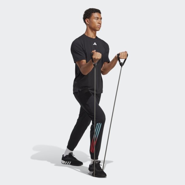 Camiseta Negra De Entrenamiento Con Logo De 3 Barras De Iconos De Tren Adidas