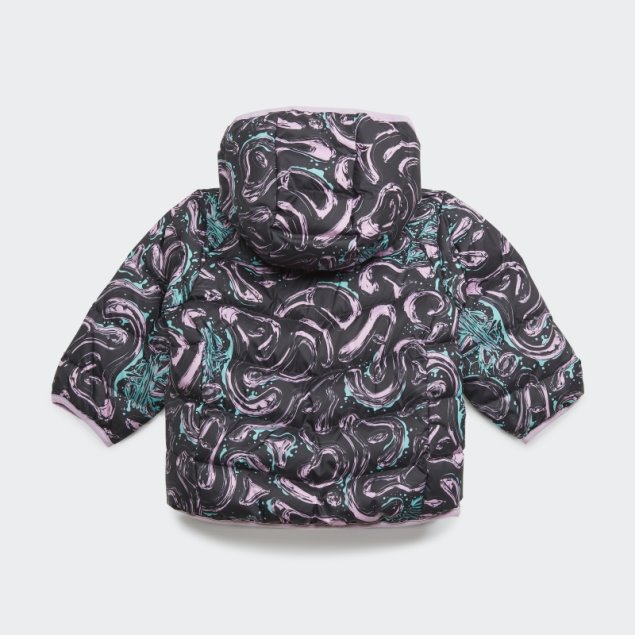 Chamarra De Plumón Con Capucha Y Estampado Allover Negro De Adidas