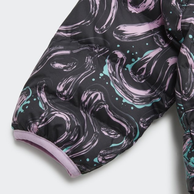 Chamarra De Plumón Con Capucha Y Estampado Allover Negro De Adidas