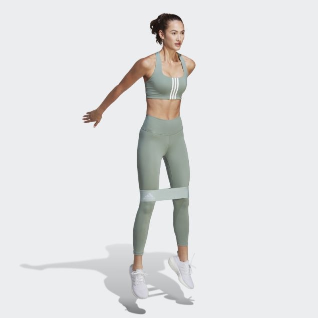 Leggings Optime Training 7/8 Plata Verde Adidas