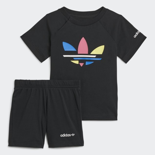 Conjunto Camiseta Y Shorts Adicolor Adidas Negro