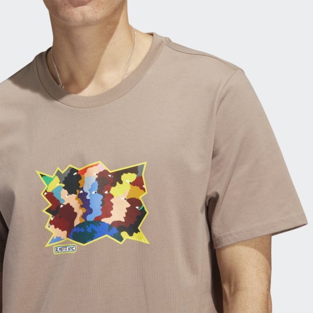 Camiseta Mettz World Peeps Manga Corta Marron Calcáreo Adidas