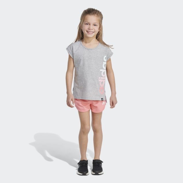 Conjunto De Camiseta Y Pantalón Corto Gris Medio Adidas