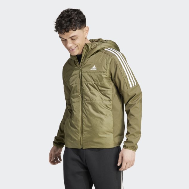 Chaqueta Híbrida Con Capucha Y Aislamiento Essentials De Adidas Verde Oliva