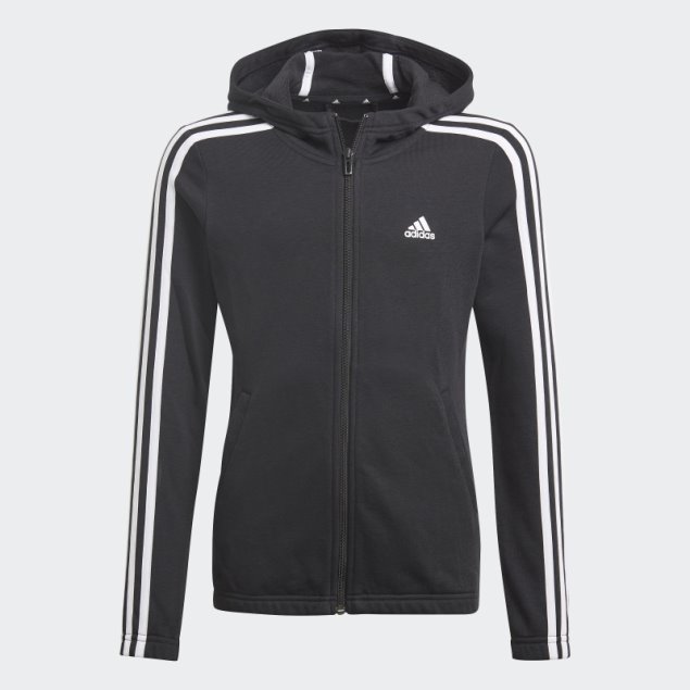 Sudadera Adidas Essentials Negra Con 3 Rayas