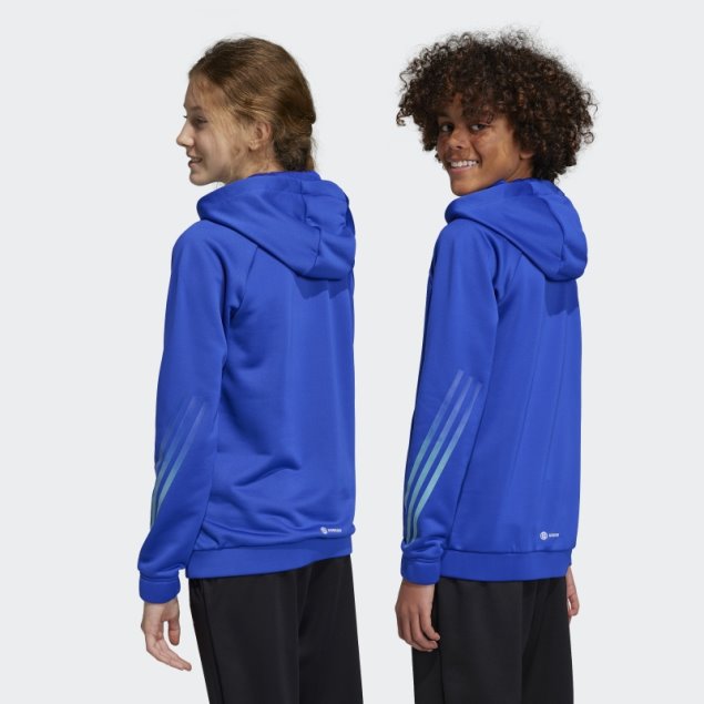 Adidas Sudadera Con Capucha De 3 Rayas Aeroready Con Iconos De Tren Azul