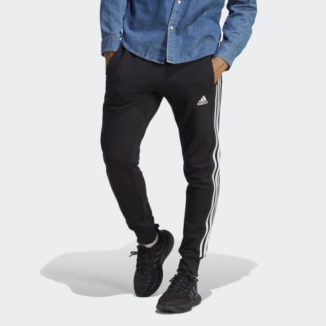 Adidas Essentials - Pantalones De 3 Rayas Con Puños Cónicos De Felpa Francesa