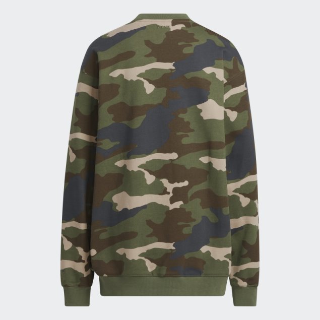 Sudadera Con Cuello Redondo Y Bolsillo De Canguro Con Estampado De Camuflaje De Adidas (todos Los Géneros)