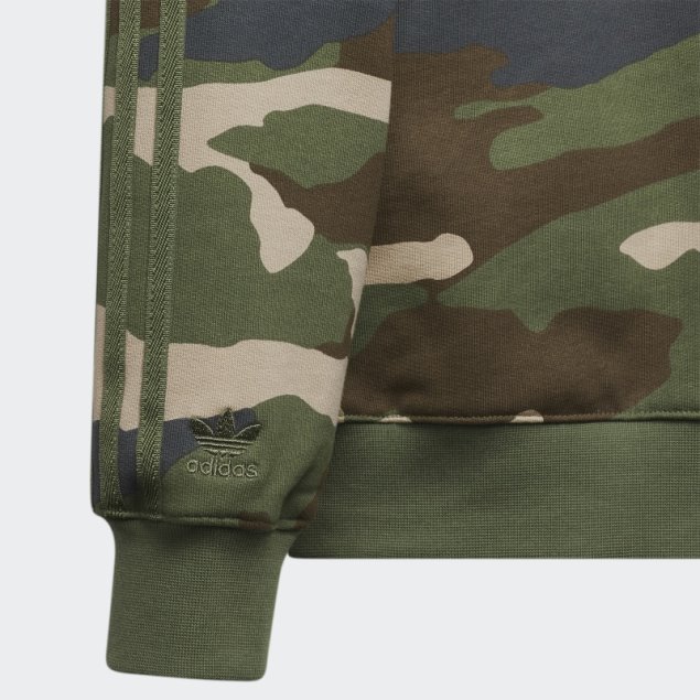 Sudadera Con Cuello Redondo Y Bolsillo De Canguro Con Estampado De Camuflaje De Adidas (todos Los Géneros)