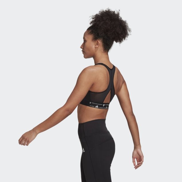 Sujetador De Entrenamiento De Sujeción Media Powerreact Negro De Adidas Con Estilo