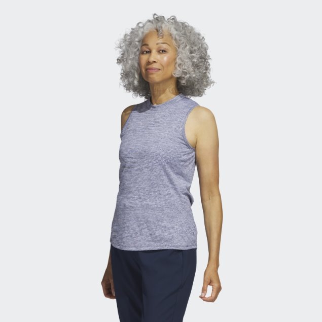 Polo De Golf Sin Mangas Con Cuello Alto Jaspeado Essentials De Adidas Azul Marino