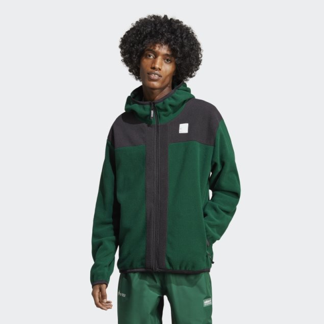 Sudadera Con Capucha Polar Verde Oscuro Adidas Adventure Fc Full Zip