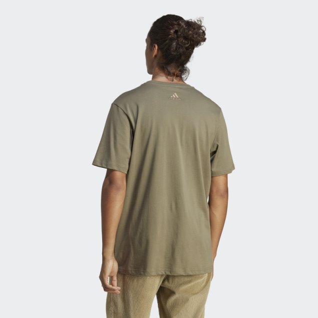 Adidas Camiseta Verde Oliva Esencial Con Logo Grande