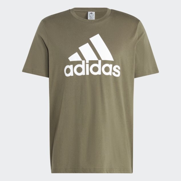 Adidas Camiseta Verde Oliva Esencial Con Logo Grande