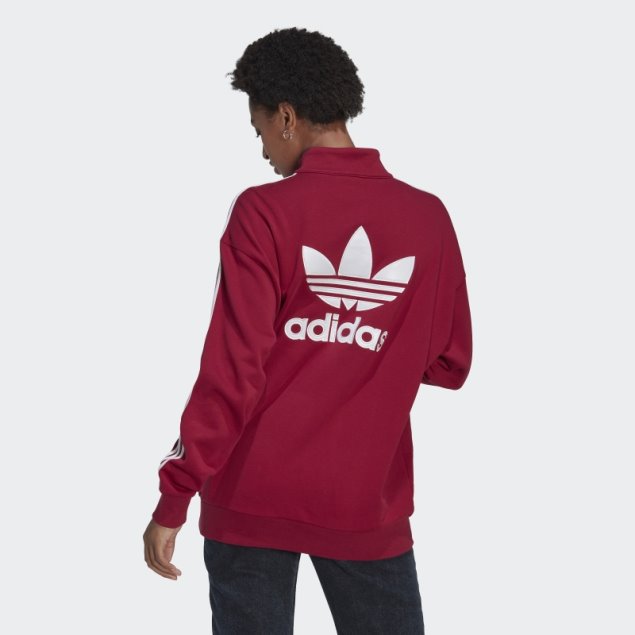 Adidas Burdeos Adidas Adicolor Trefoil Sudadera Con Cuarto De Cremallera