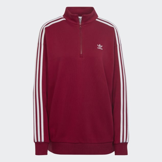 Adidas Burdeos Adidas Adicolor Trefoil Sudadera Con Cuarto De Cremallera