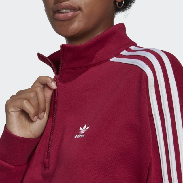 Adidas Burdeos Adidas Adicolor Trefoil Sudadera Con Cuarto De Cremallera