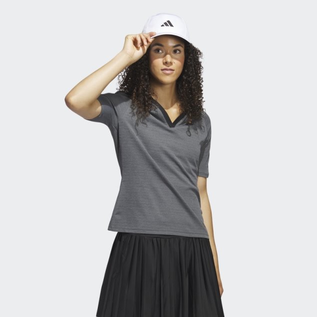 Adidas Ultimate365 Tour No-show Polo De Golf De Media Manga Negro