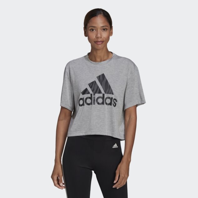 Camiseta Gris Medio Aeroready Diseñada Para Moverse Con Estampado De Tigre Adidas
