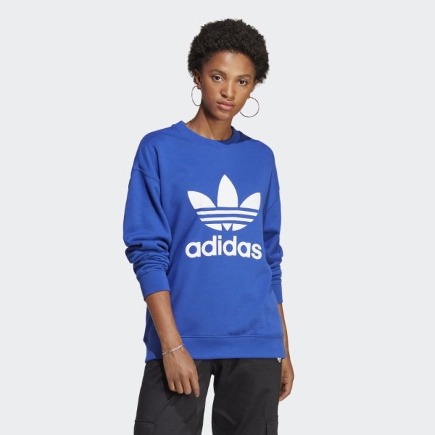 Elegante Sudadera Adidas Blue Trefoil Crew