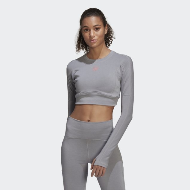 Adidas By Stella Mccartney Truestrength Cropped Manga Larga Hot Light Onix