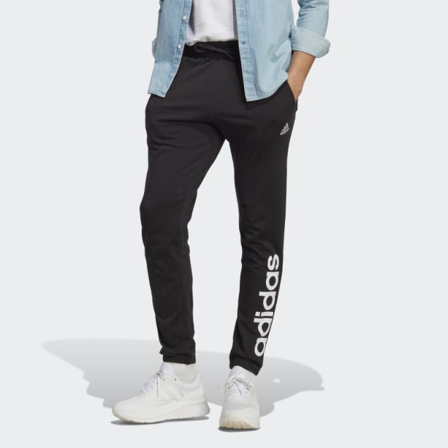 Joggers Essentials De Punto Sencillo Con Puños Elásticos Cónicos Y Logo Negro Adidas