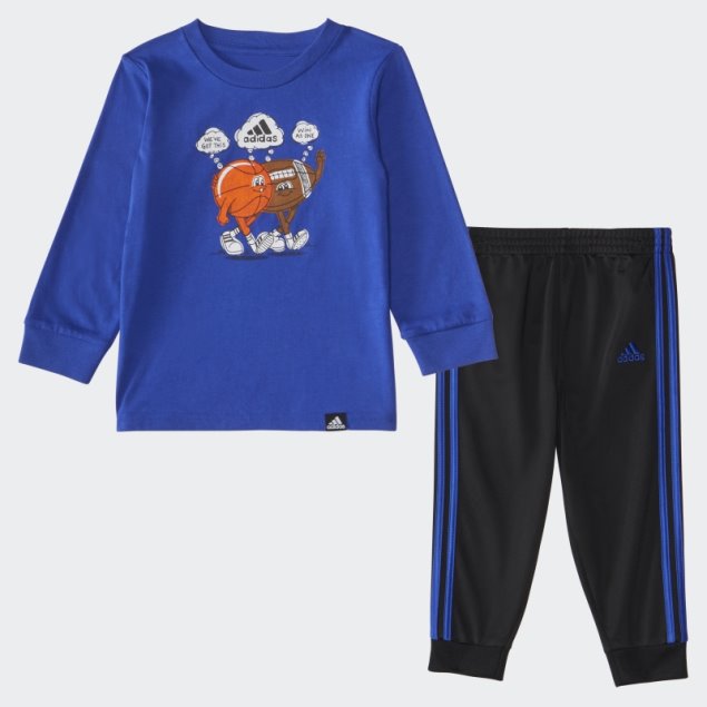 Conjunto De Jogger Y Camiseta De Manga Larga De Algodón Adidas Royal Blue