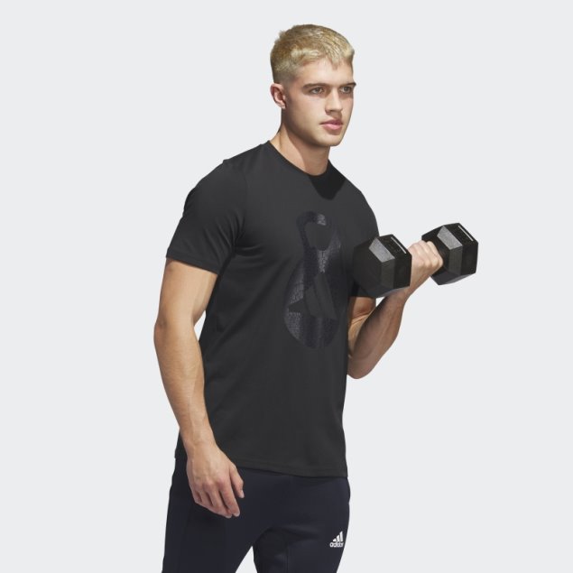 Camiseta Negra De Manga Corta Con Gráfico Del Logo De Entrenamiento Aeroready De Adidas