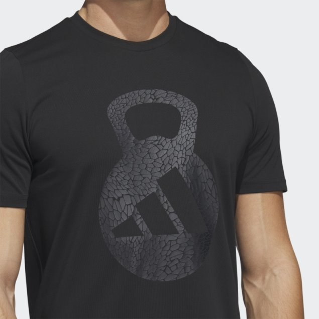 Camiseta Negra De Manga Corta Con Gráfico Del Logo De Entrenamiento Aeroready De Adidas