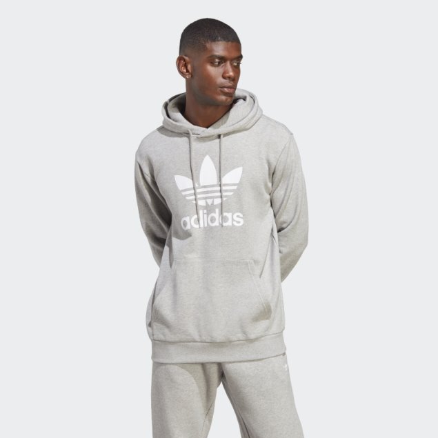 Adidas Sudadera Con Capucha Gris Medio Adicolor Classics Trefoil