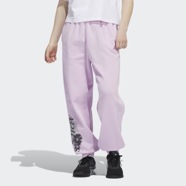 Pantalones Jogger Con Gráfico Floral Lila Adidas