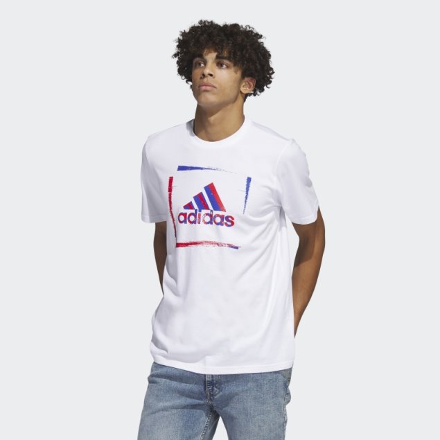 Camiseta Gráfica De Manga Corta Con Plantilla De Dos Tonos Adidas Blanca