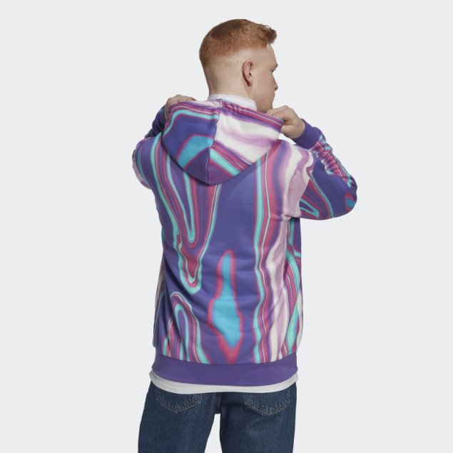 Sudadera Con Capucha Adidas Hyperreal Allover Print Púrpura Rush